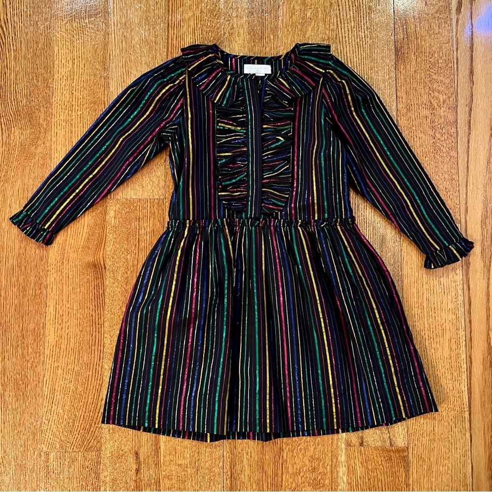 Size 6 Years Stella McCartney Kids Black & Metallic Stripe Dress